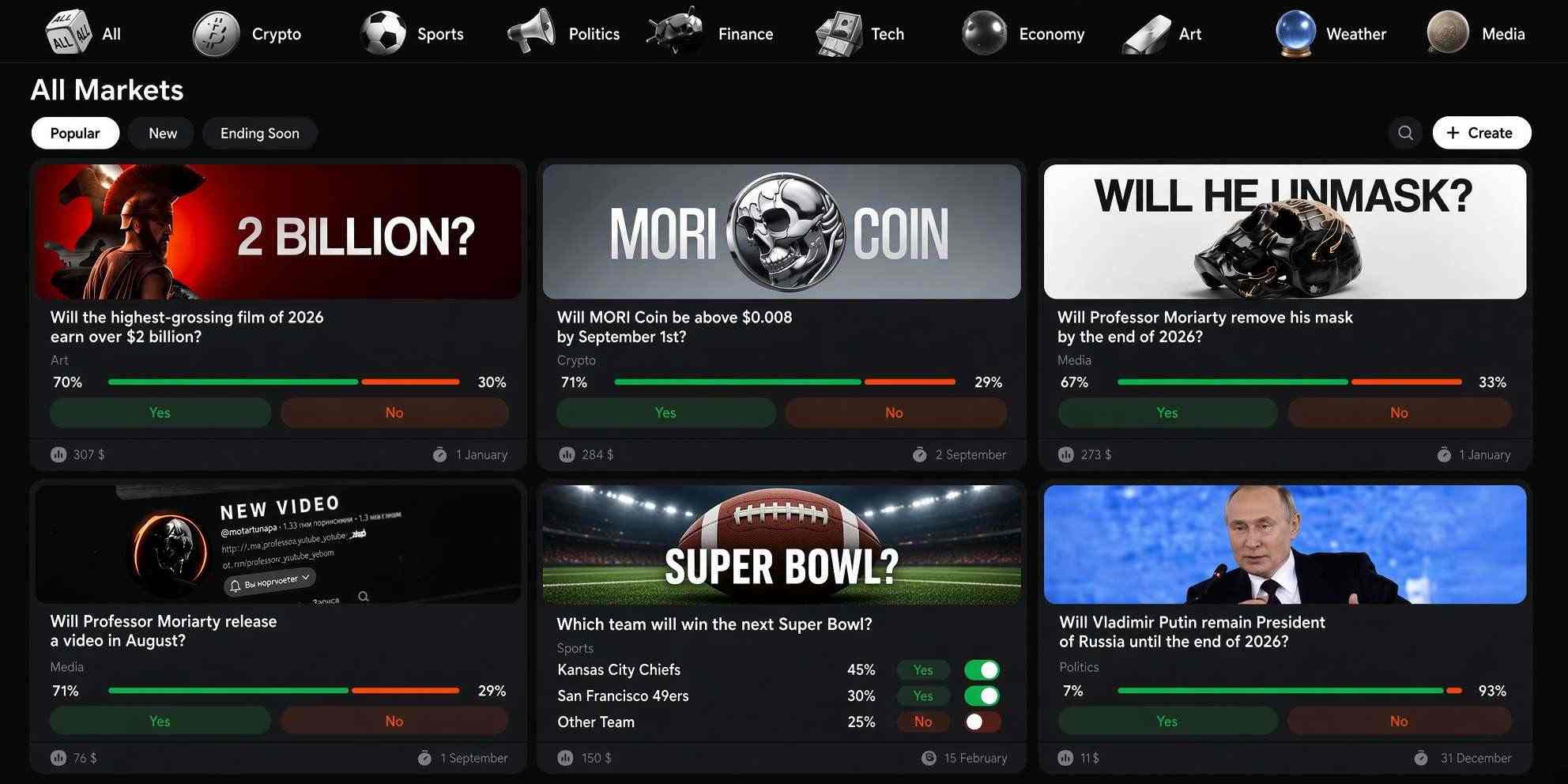 MORI WIN launches prediction markets, compares itself to Polymarket